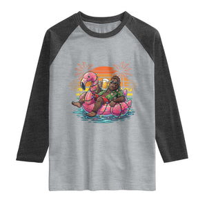 Funny Bigfoot Drinking Beer Christmas in July Raglan Shirt