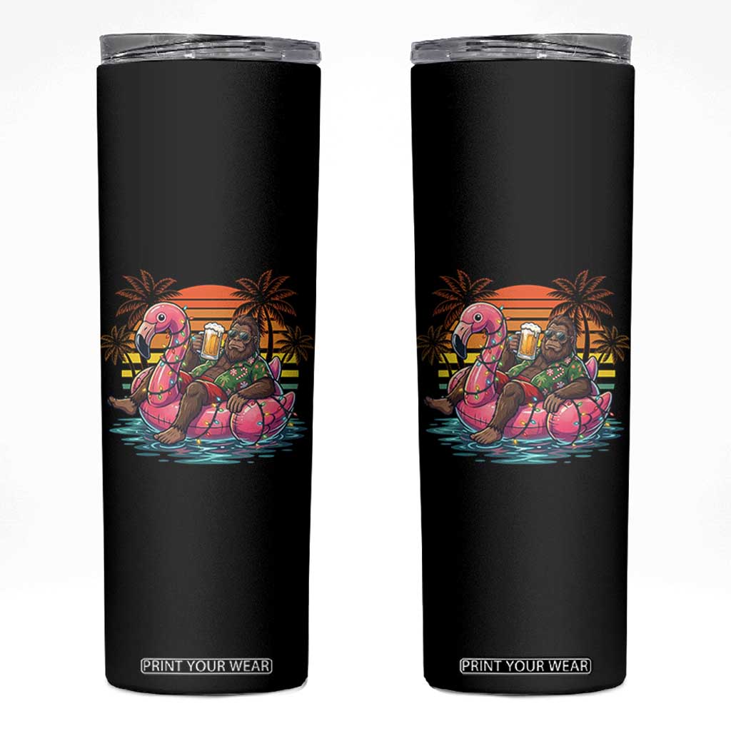 Funny Bigfoot Drinking Beer Christmas in July Skinny Tumbler