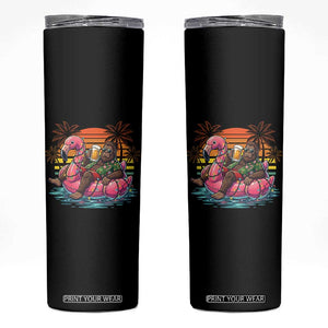 Funny Bigfoot Drinking Beer Christmas in July Skinny Tumbler