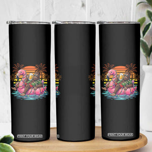 Funny Bigfoot Drinking Beer Christmas in July Skinny Tumbler