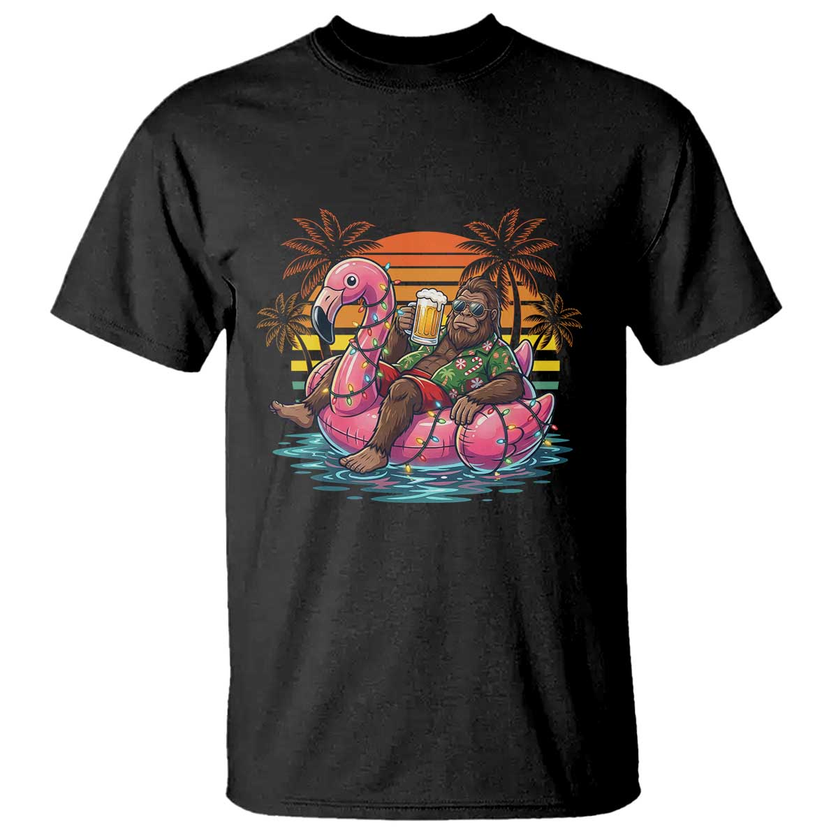 Funny Bigfoot Drinking Beer Christmas in July T Shirt