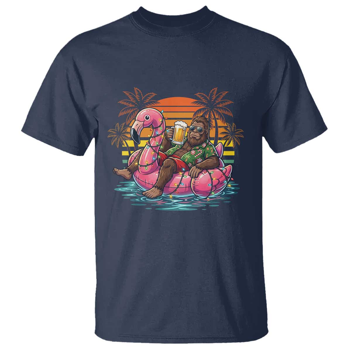 Funny Bigfoot Drinking Beer Christmas in July T Shirt
