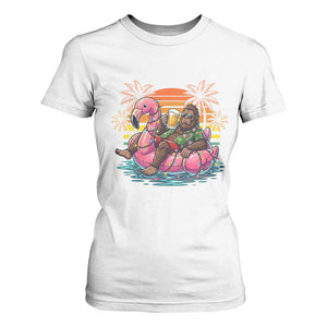 Funny Bigfoot Drinking Beer Christmas in July T Shirt For Women