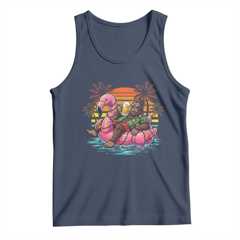 Funny Bigfoot Drinking Beer Christmas in July Tank Top