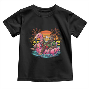 Funny Bigfoot Drinking Beer Christmas in July Toddler T Shirt