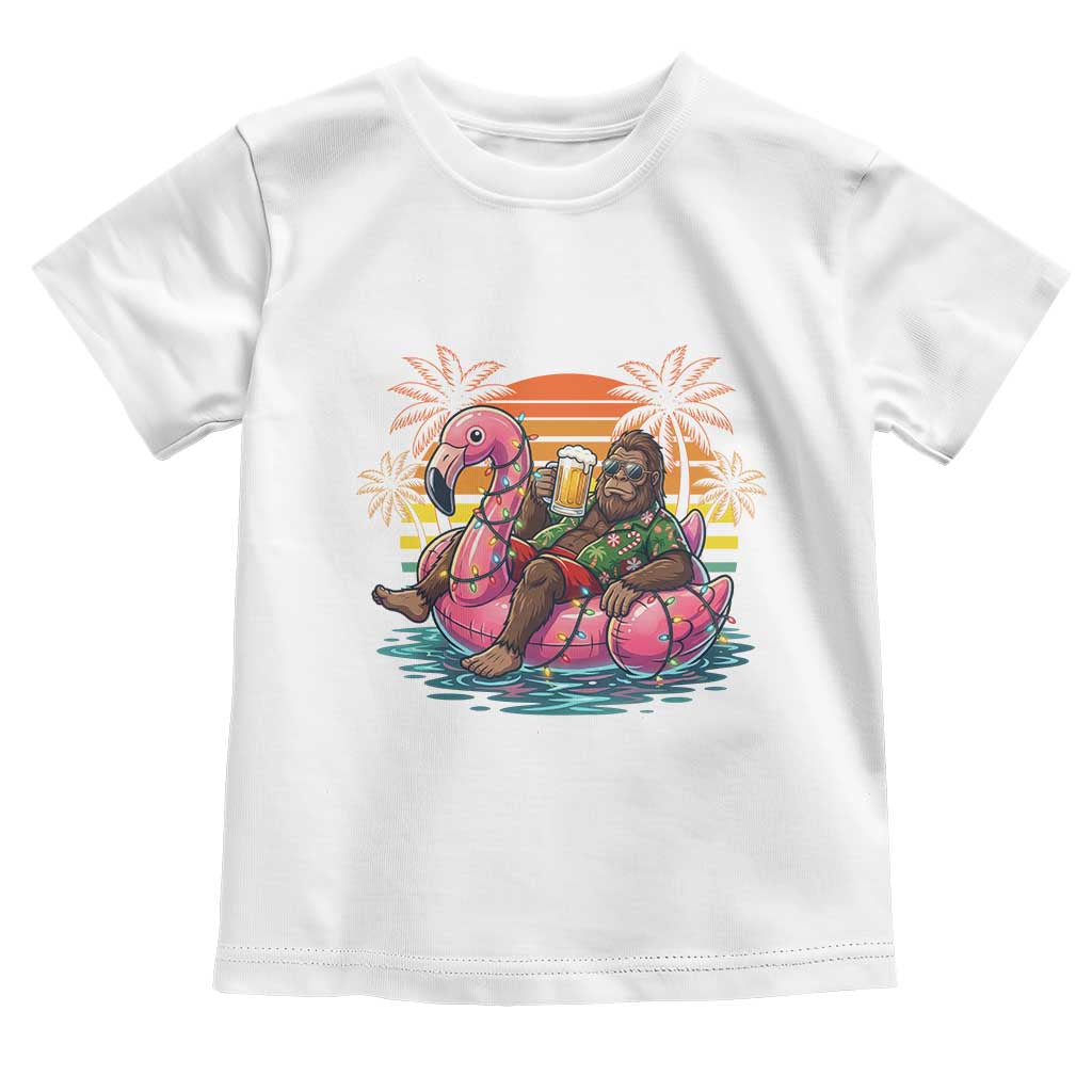 Funny Bigfoot Drinking Beer Christmas in July Toddler T Shirt