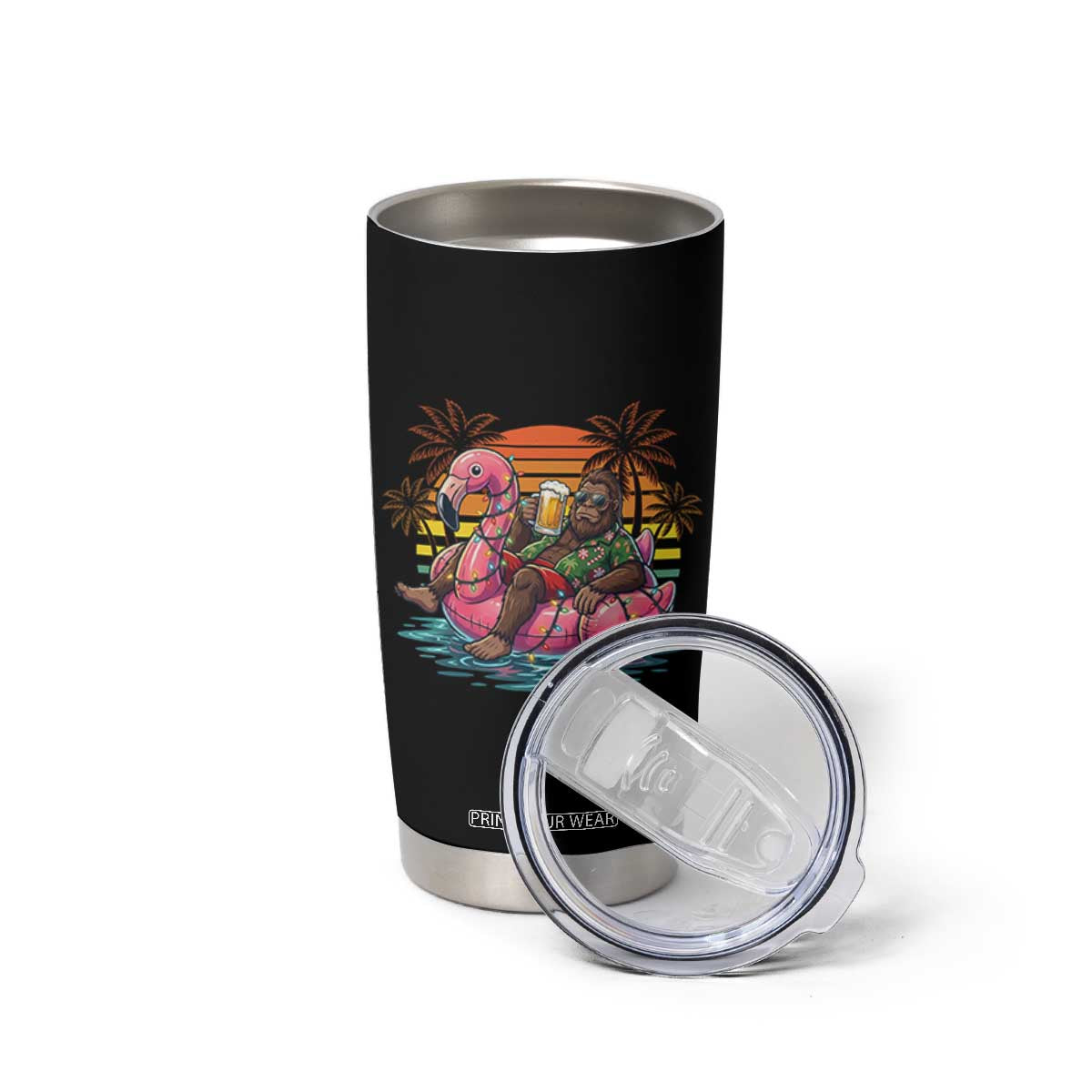 Funny Bigfoot Drinking Beer Christmas in July Tumbler Cup