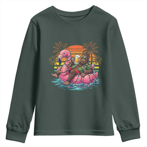 Funny Bigfoot Drinking Beer Christmas in July Youth Sweatshirt
