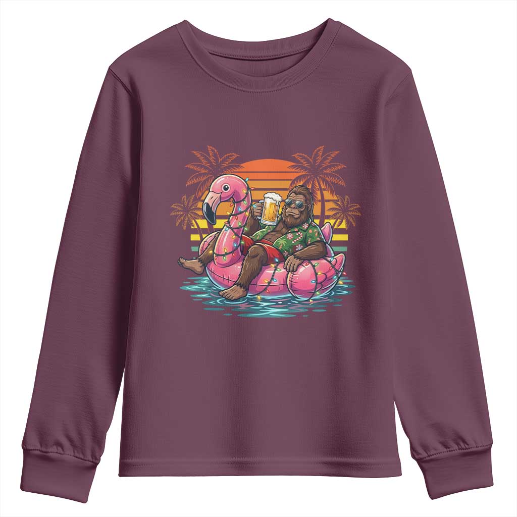 Funny Bigfoot Drinking Beer Christmas in July Youth Sweatshirt