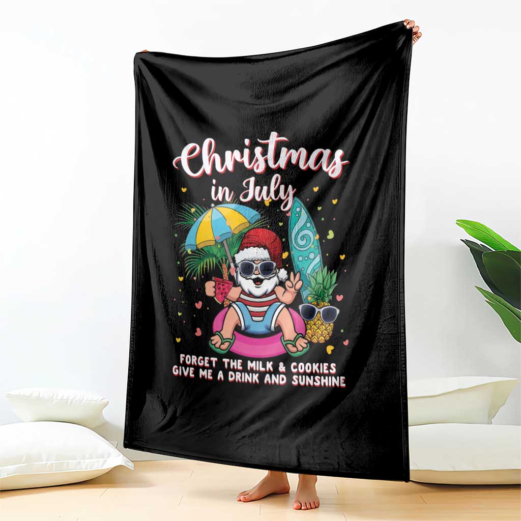 Christmas in July Santa Throw Blanket Palm Tree Beach Summer Hawaii