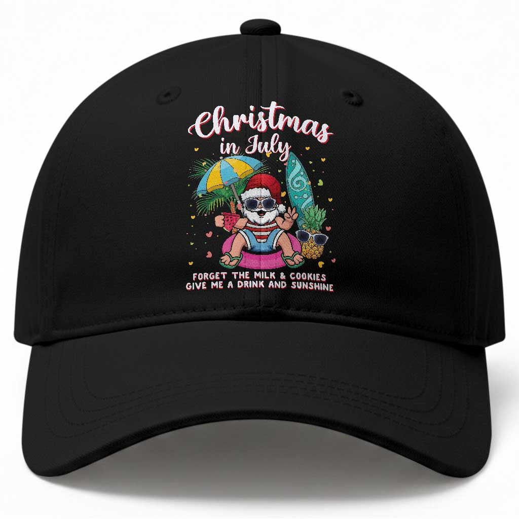 Christmas in July Santa Baseball Cap Palm Tree Beach Summer Hawaii