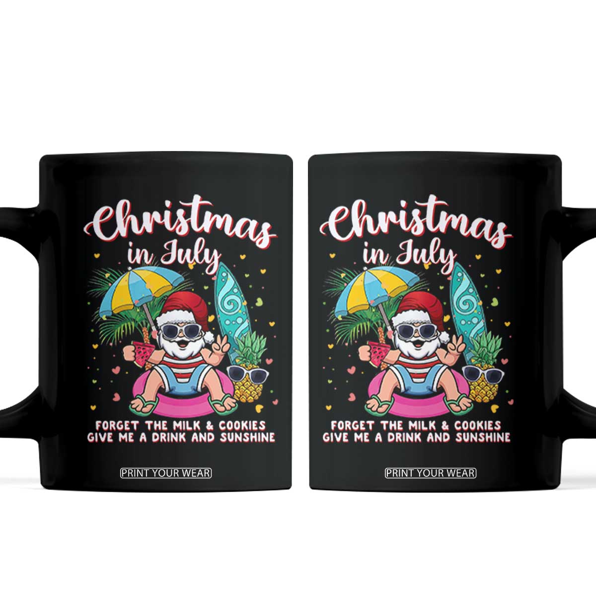 Christmas in July Santa Coffee Mug Palm Tree Beach Summer Hawaii