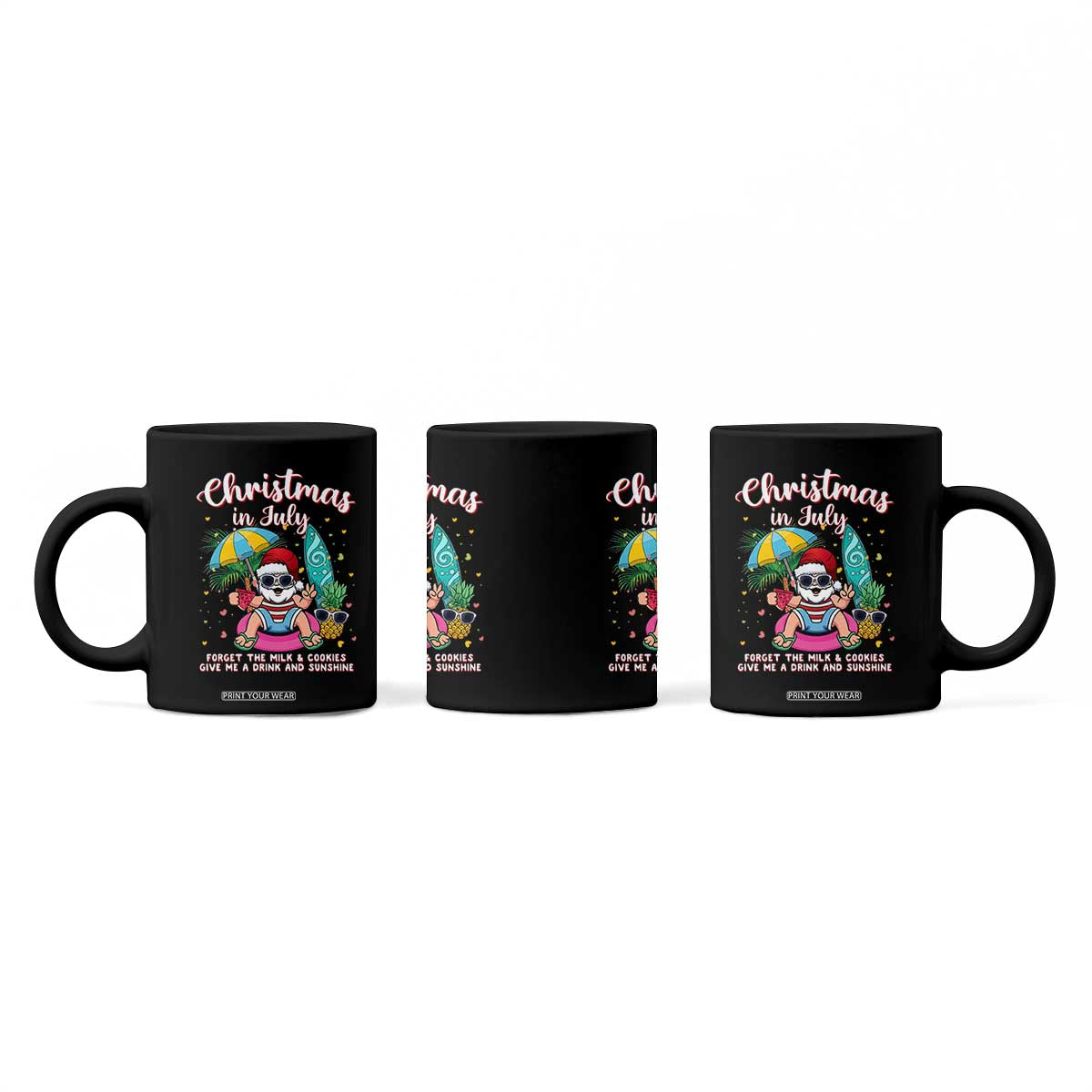 Christmas in July Santa Coffee Mug Palm Tree Beach Summer Hawaii