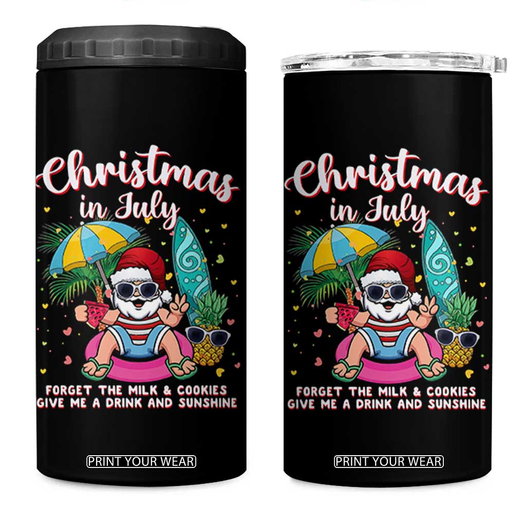 Christmas in July Santa 4 in 1 Can Cooler Tumbler Palm Tree Beach Summer Hawaii