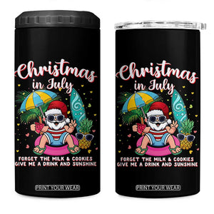 Christmas in July Santa 4 in 1 Can Cooler Tumbler Palm Tree Beach Summer Hawaii