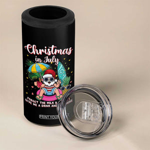Christmas in July Santa 4 in 1 Can Cooler Tumbler Palm Tree Beach Summer Hawaii