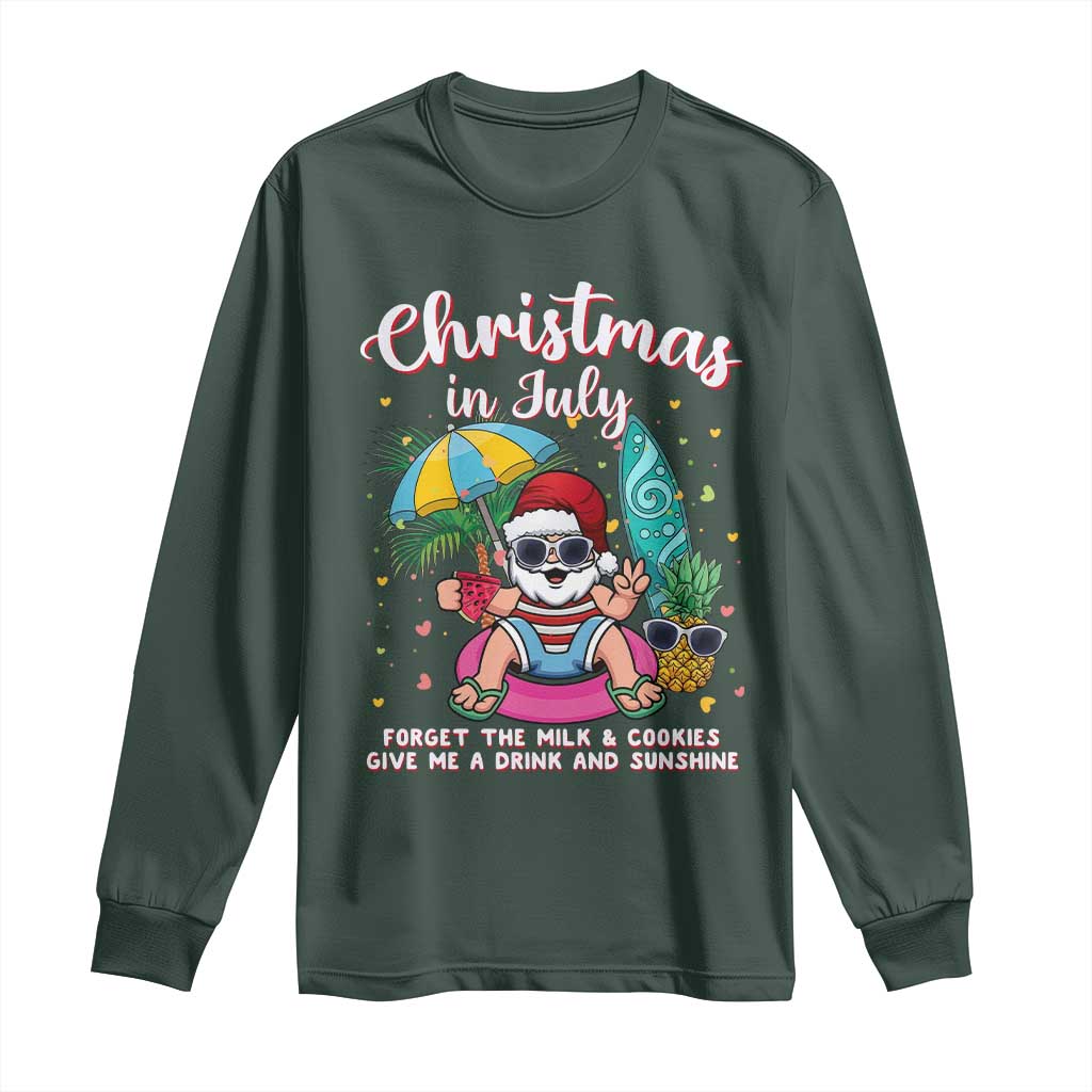Christmas in July Santa Long Sleeve Shirt Palm Tree Beach Summer Hawaii