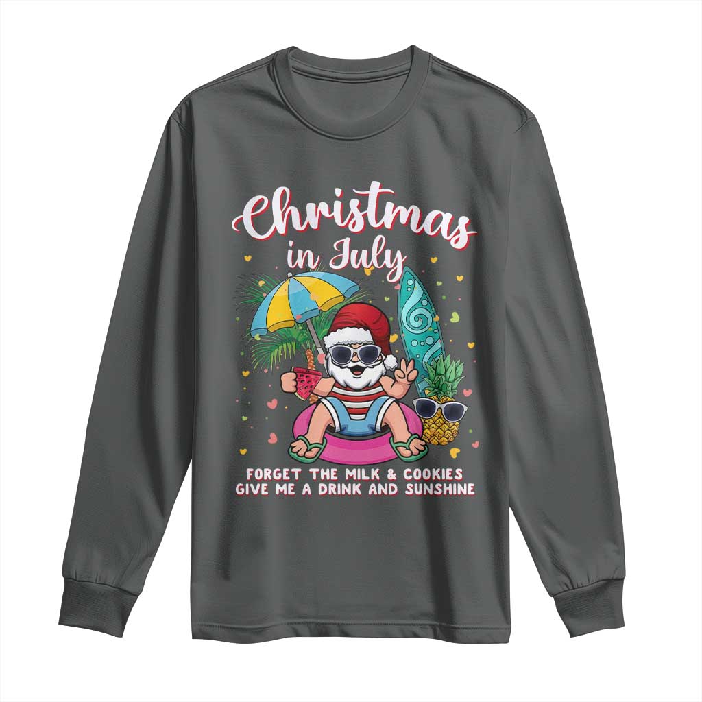 Christmas in July Santa Long Sleeve Shirt Palm Tree Beach Summer Hawaii