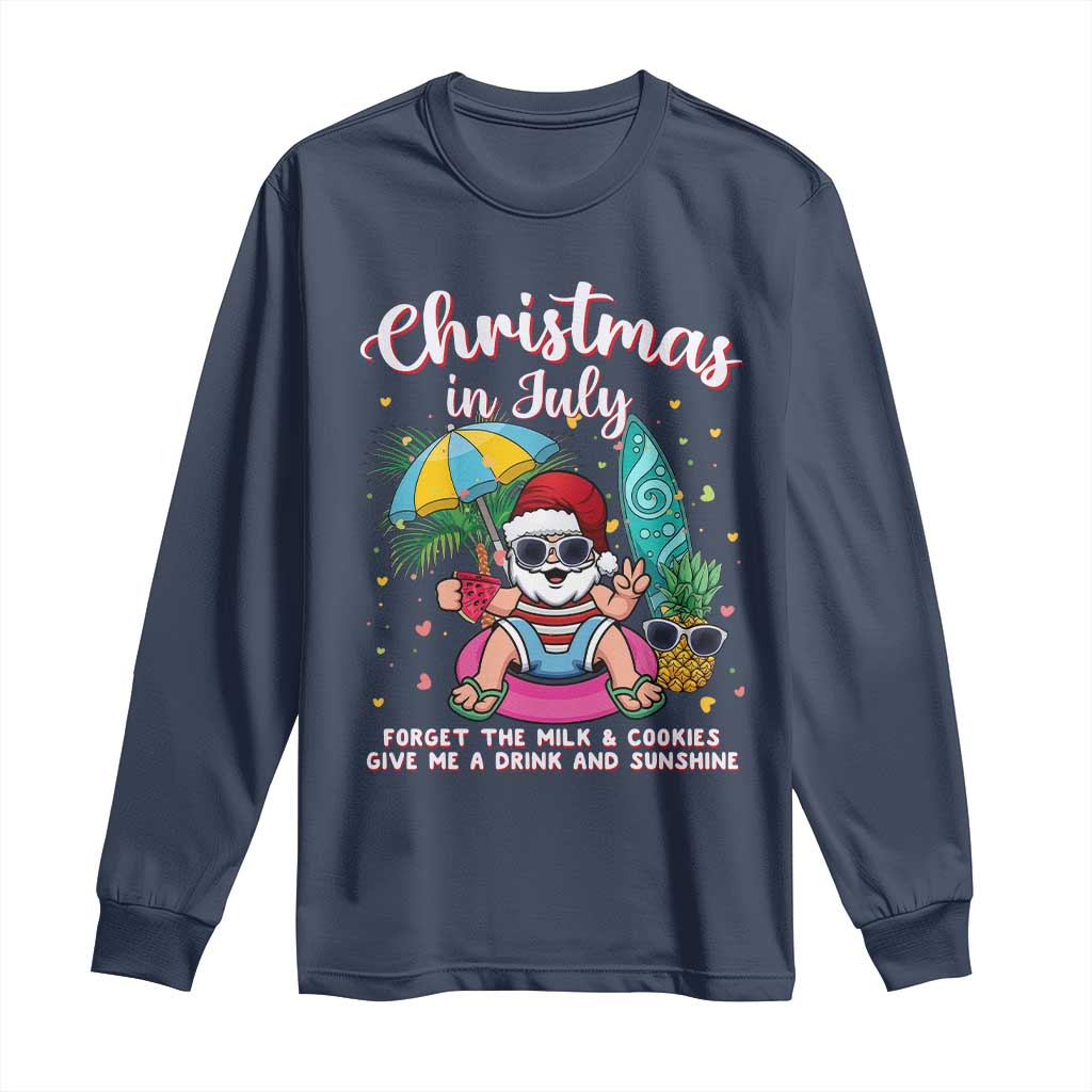 Christmas in July Santa Long Sleeve Shirt Palm Tree Beach Summer Hawaii