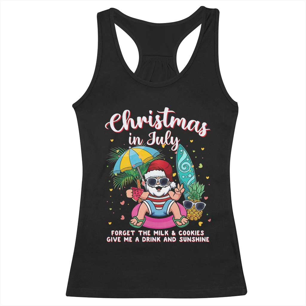 Christmas in July Santa Racerback Tank Top Palm Tree Beach Summer Hawaii TS14 Black Print Your Wear