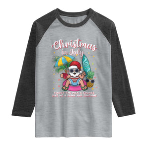 Christmas in July Santa Raglan Shirt Palm Tree Beach Summer Hawaii