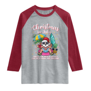 Christmas in July Santa Raglan Shirt Palm Tree Beach Summer Hawaii