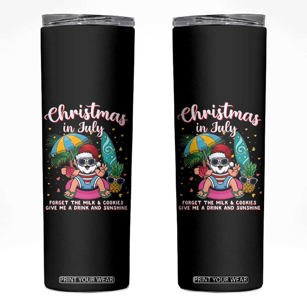 Christmas in July Santa Skinny Tumbler Palm Tree Beach Summer Hawaii