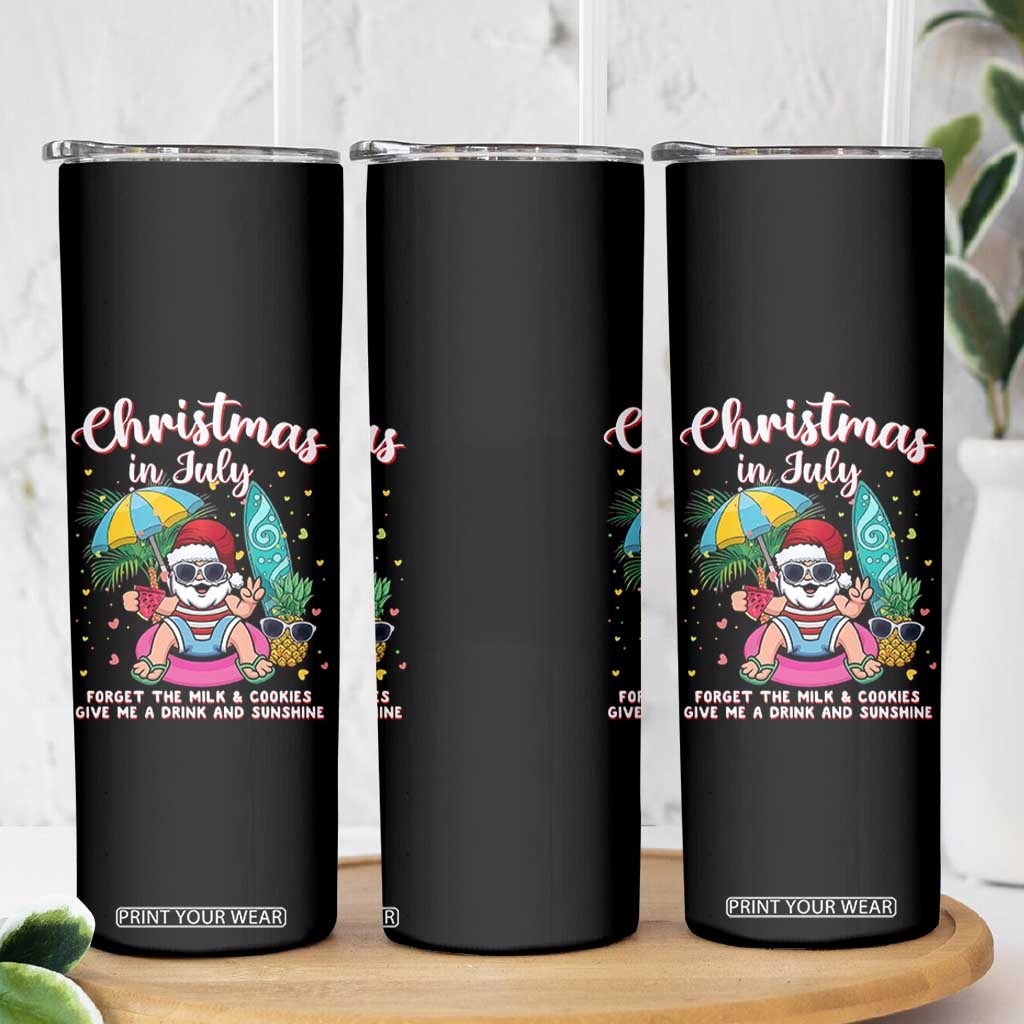 Christmas in July Santa Skinny Tumbler Palm Tree Beach Summer Hawaii