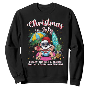 Christmas in July Santa Sweatshirt Palm Tree Beach Summer Hawaii