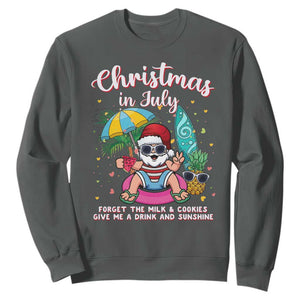 Christmas in July Santa Sweatshirt Palm Tree Beach Summer Hawaii