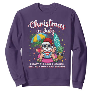 Christmas in July Santa Sweatshirt Palm Tree Beach Summer Hawaii