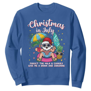 Christmas in July Santa Sweatshirt Palm Tree Beach Summer Hawaii