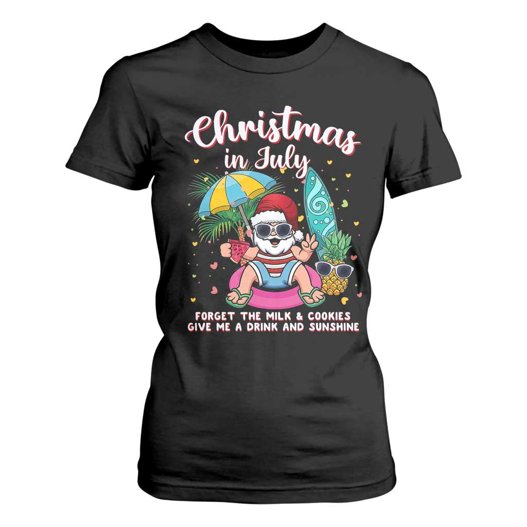 Christmas in July Santa T Shirt For Women Palm Tree Beach Summer Hawaii TS14 Black Print Your Wear