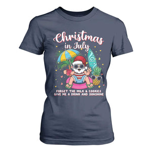 Christmas in July Santa T Shirt For Women Palm Tree Beach Summer Hawaii
