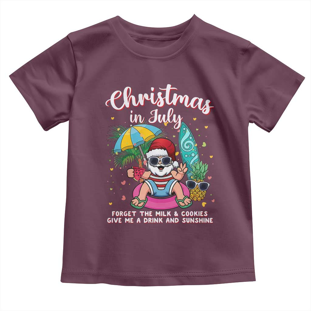 Christmas in July Santa Toddler T Shirt Palm Tree Beach Summer Hawaii