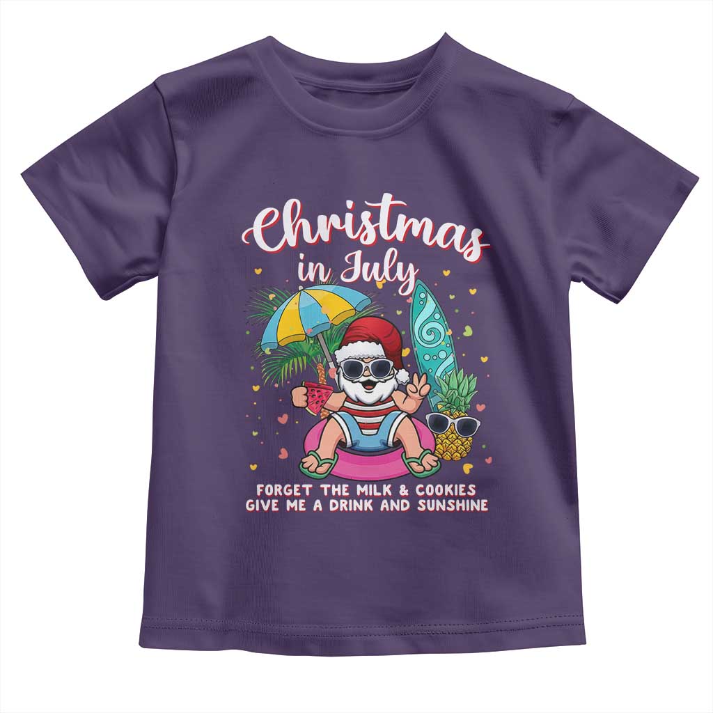 Christmas in July Santa Toddler T Shirt Palm Tree Beach Summer Hawaii