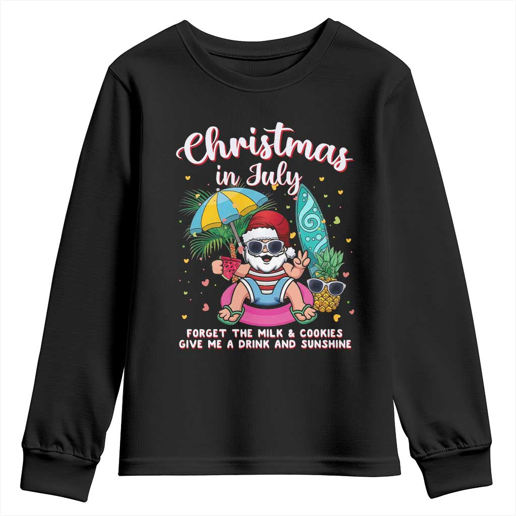 Christmas in July Santa Youth Sweatshirt Palm Tree Beach Summer Hawaii TS14 Black Print Your Wear
