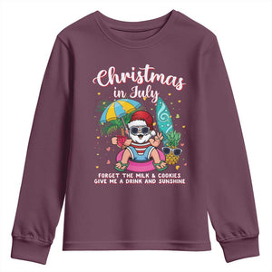 Christmas in July Santa Youth Sweatshirt Palm Tree Beach Summer Hawaii