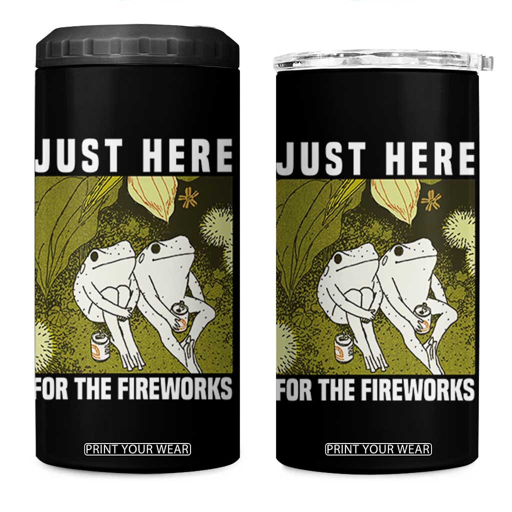 Funny Frog 4th of July 4 in 1 Can Cooler Tumbler Just Here For The Fireworks TS14 One Size: 16 oz Black Print Your Wear