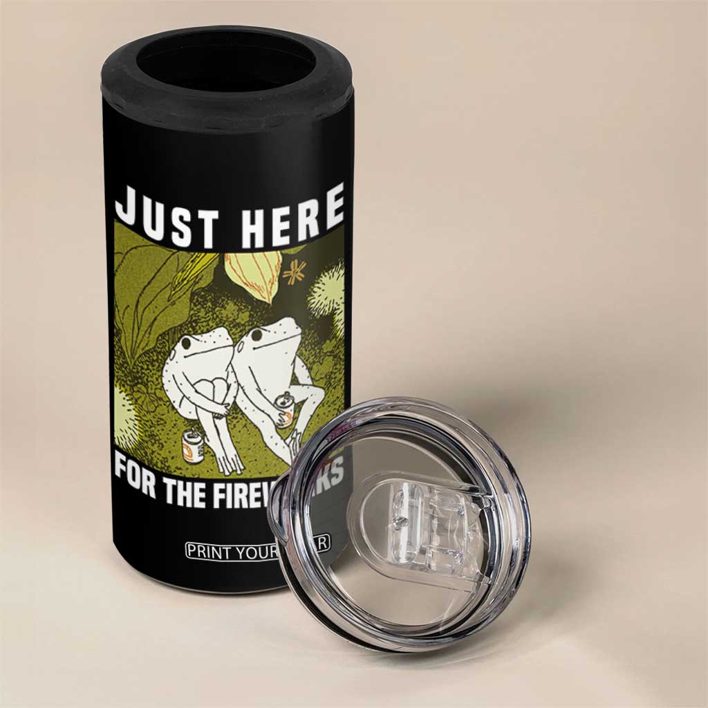 Funny Frog 4th of July 4 in 1 Can Cooler Tumbler Just Here For The Fireworks TS14 Print Your Wear