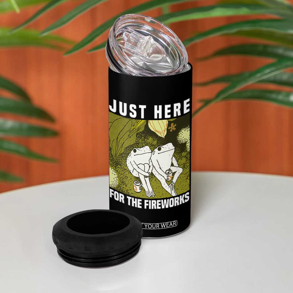 Funny Frog 4th of July 4 in 1 Can Cooler Tumbler Just Here For The Fireworks TS14 Print Your Wear