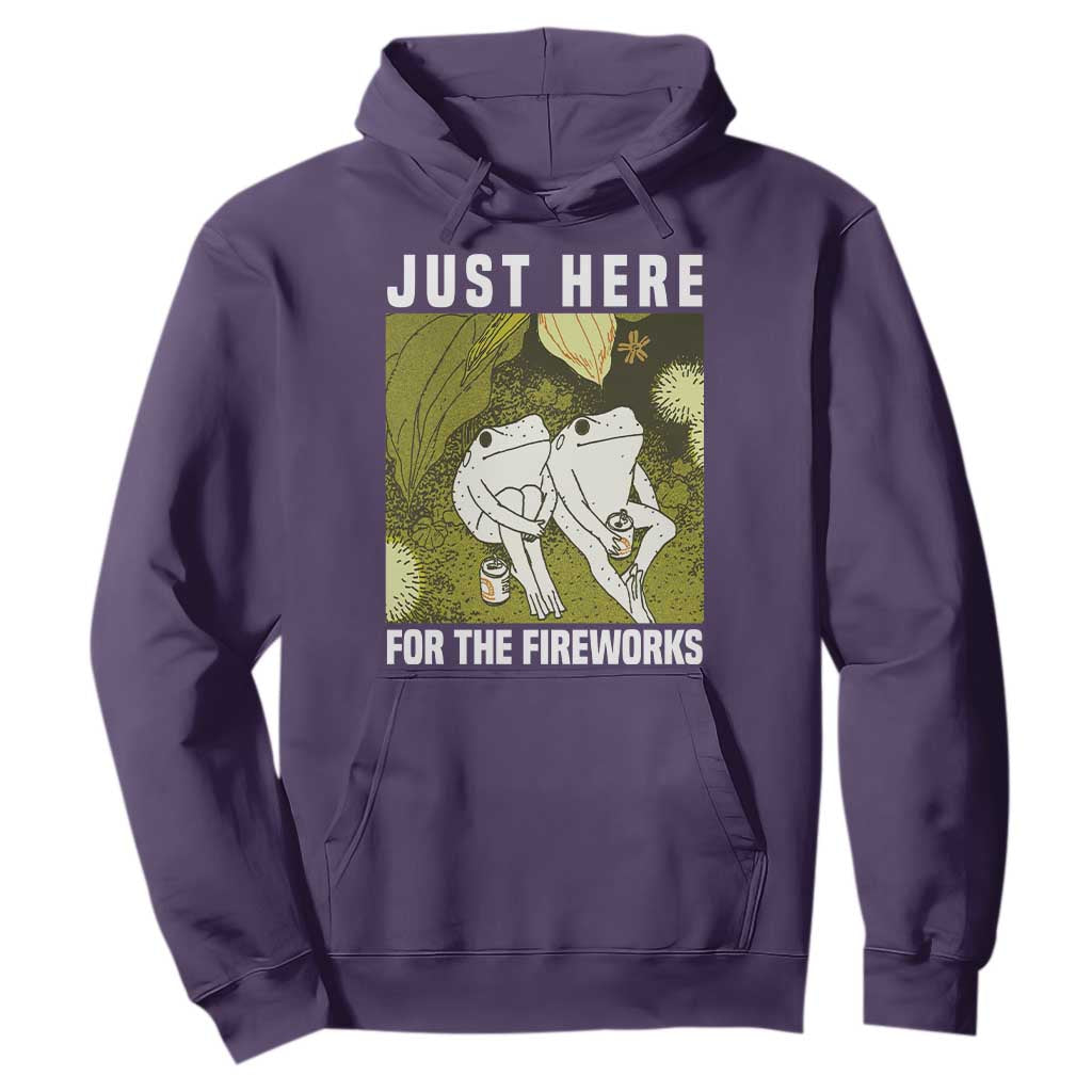 Funny Frog 4th of July Hoodie Just Here For The Fireworks TS14 Purple Print Your Wear
