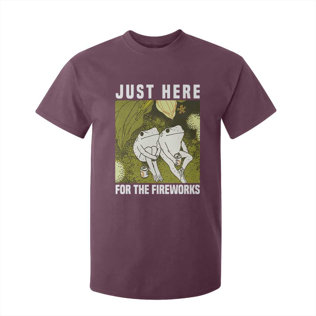 Funny Frog 4th of July T Shirt For Kid Just Here For The Fireworks TS14 Maroon Print Your Wear