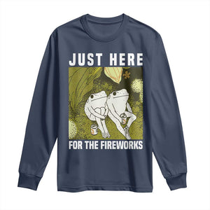 Funny Frog 4th of July Long Sleeve Shirt Just Here For The Fireworks TS14 Navy Print Your Wear