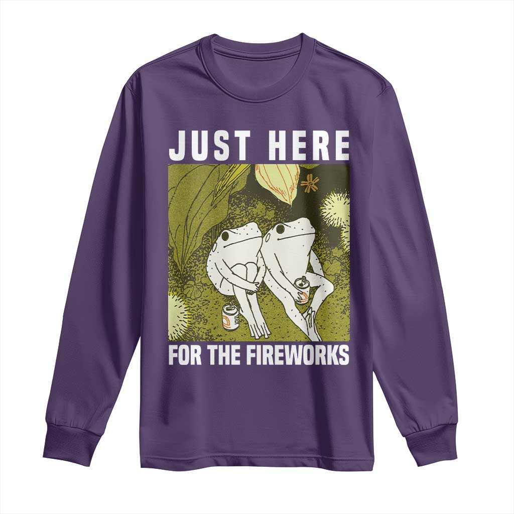 Funny Frog 4th of July Long Sleeve Shirt Just Here For The Fireworks TS14 Purple Print Your Wear