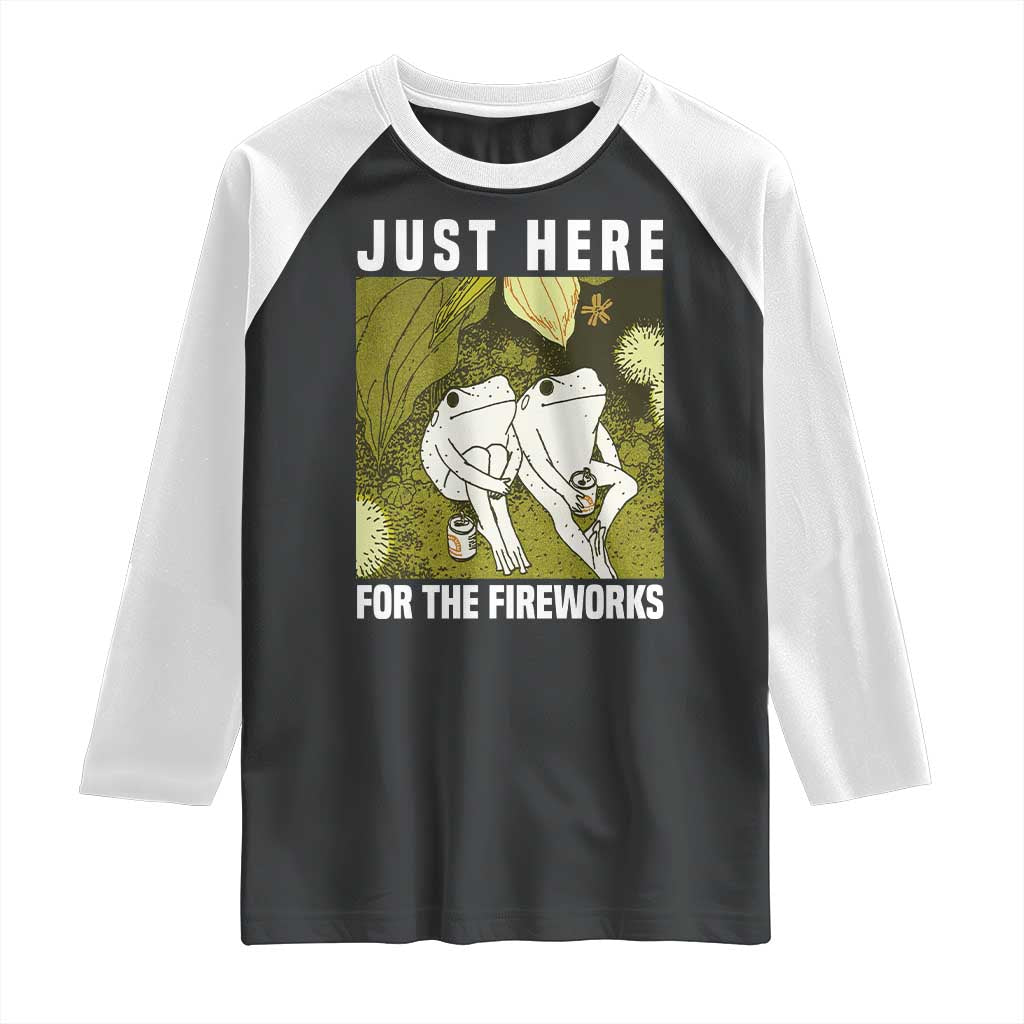 Funny Frog 4th of July Raglan Shirt Just Here For The Fireworks TS14 Black White Print Your Wear