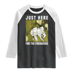 Funny Frog 4th of July Raglan Shirt Just Here For The Fireworks TS14 Black White Print Your Wear