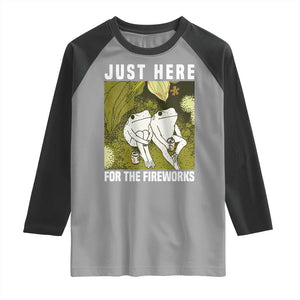 Funny Frog 4th of July Raglan Shirt Just Here For The Fireworks TS14 Sport Gray Black Print Your Wear
