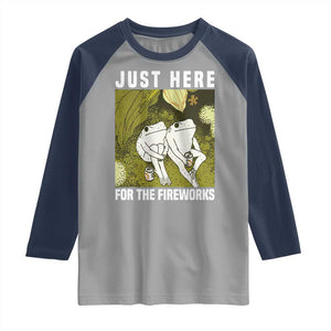 Funny Frog 4th of July Raglan Shirt Just Here For The Fireworks TS14 Sport Gray Navy Print Your Wear