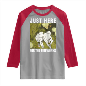 Funny Frog 4th of July Raglan Shirt Just Here For The Fireworks TS14 Sport Gray Red Print Your Wear
